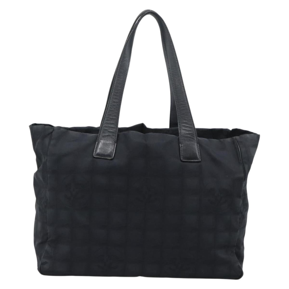 CHANEL New Travel Line Tote Bag Nylon Black CC Auth ka5162