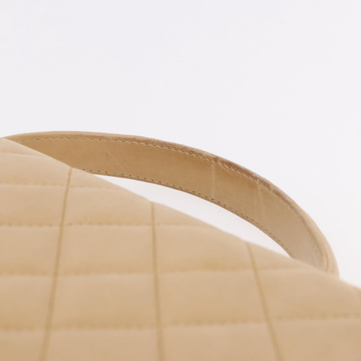 CHANEL Matelasse Hand Bag Lamb Skin Beige Gold CC Auth ka5163V