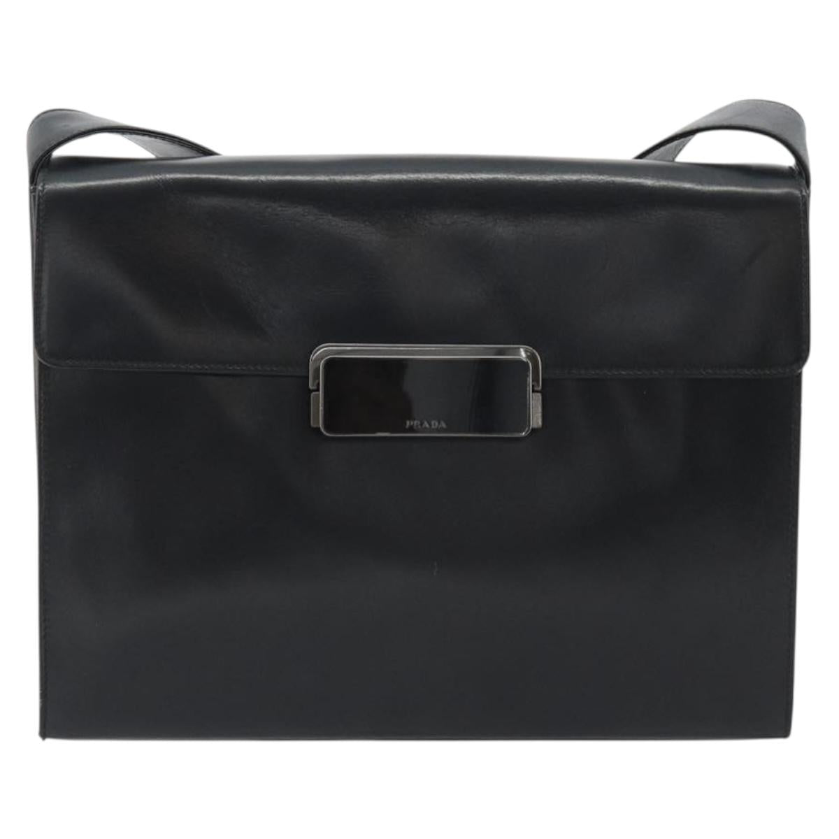 PRADA Shoulder Bag Leather Black Auth ka5165