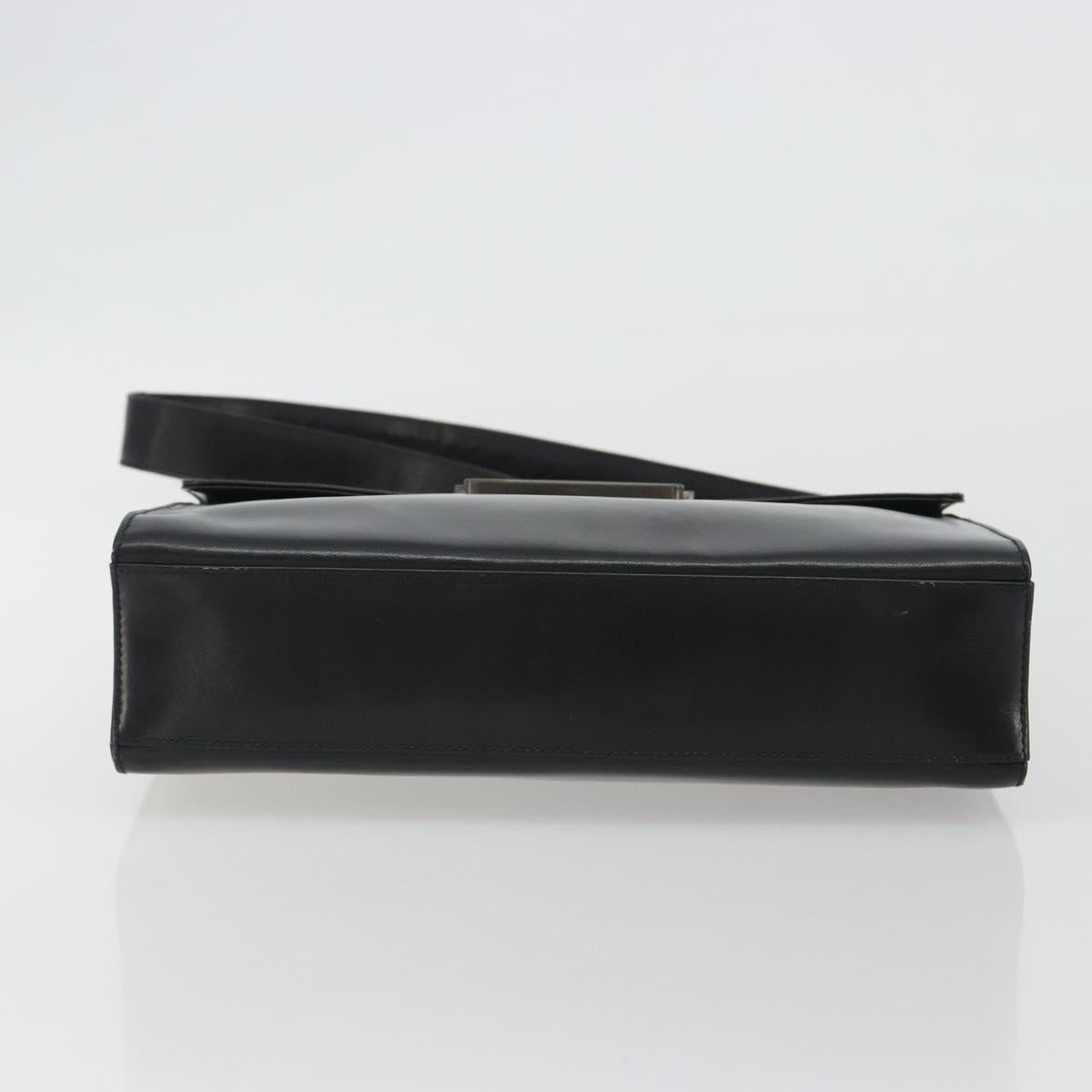 PRADA Shoulder Bag Leather Black Auth ka5165