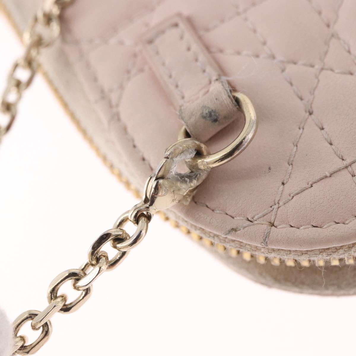 Christian Dior Chain Shoulder Bag Leather Pink Gold Auth ka5167
