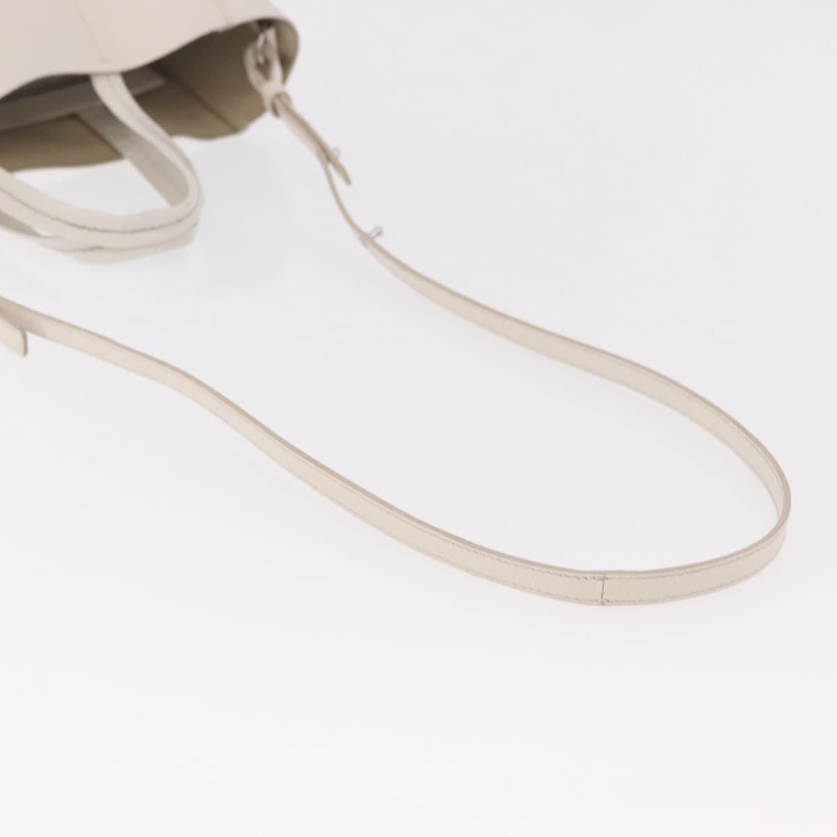 CELINE Vertical Cabas Small Hand Bag Leather 2way White Auth ka5169