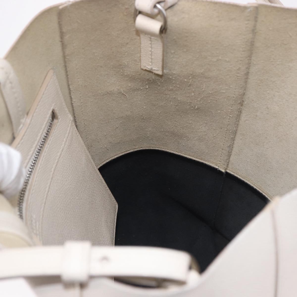 CELINE Vertical Cabas Small Hand Bag Leather 2way White Auth ka5169