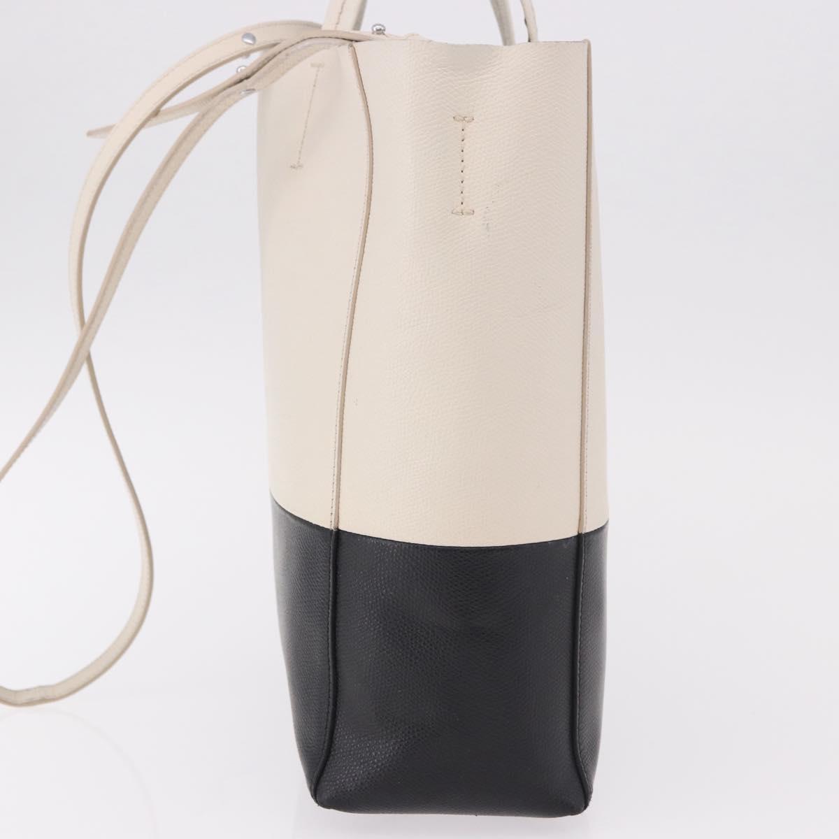 CELINE Vertical Cabas Small Hand Bag Leather 2way White Auth ka5169