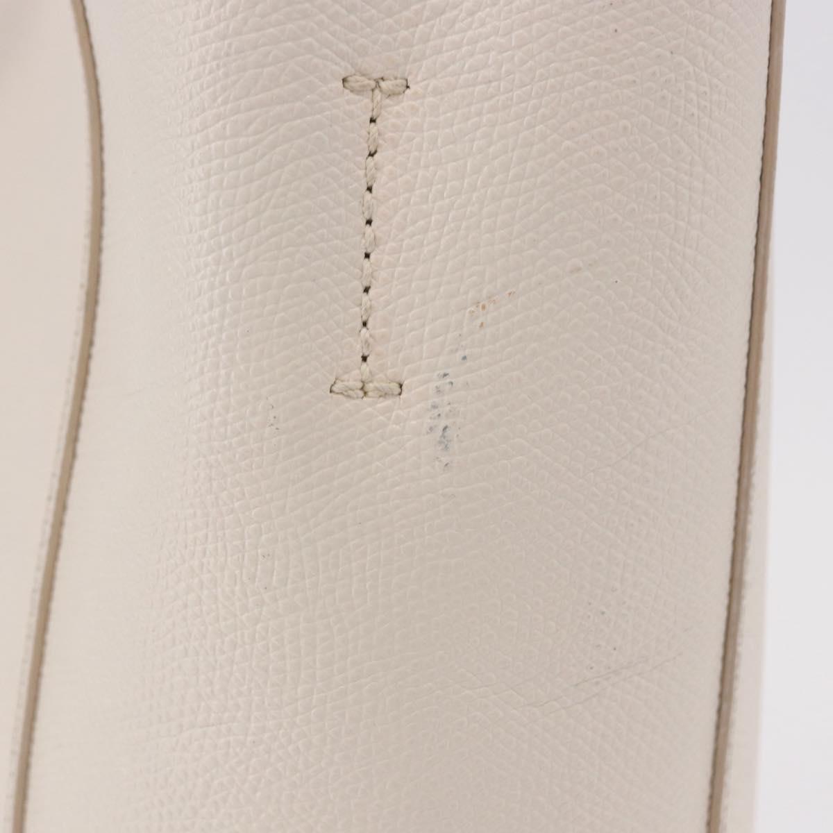 CELINE Vertical Cabas Small Hand Bag Leather 2way White Auth ka5169