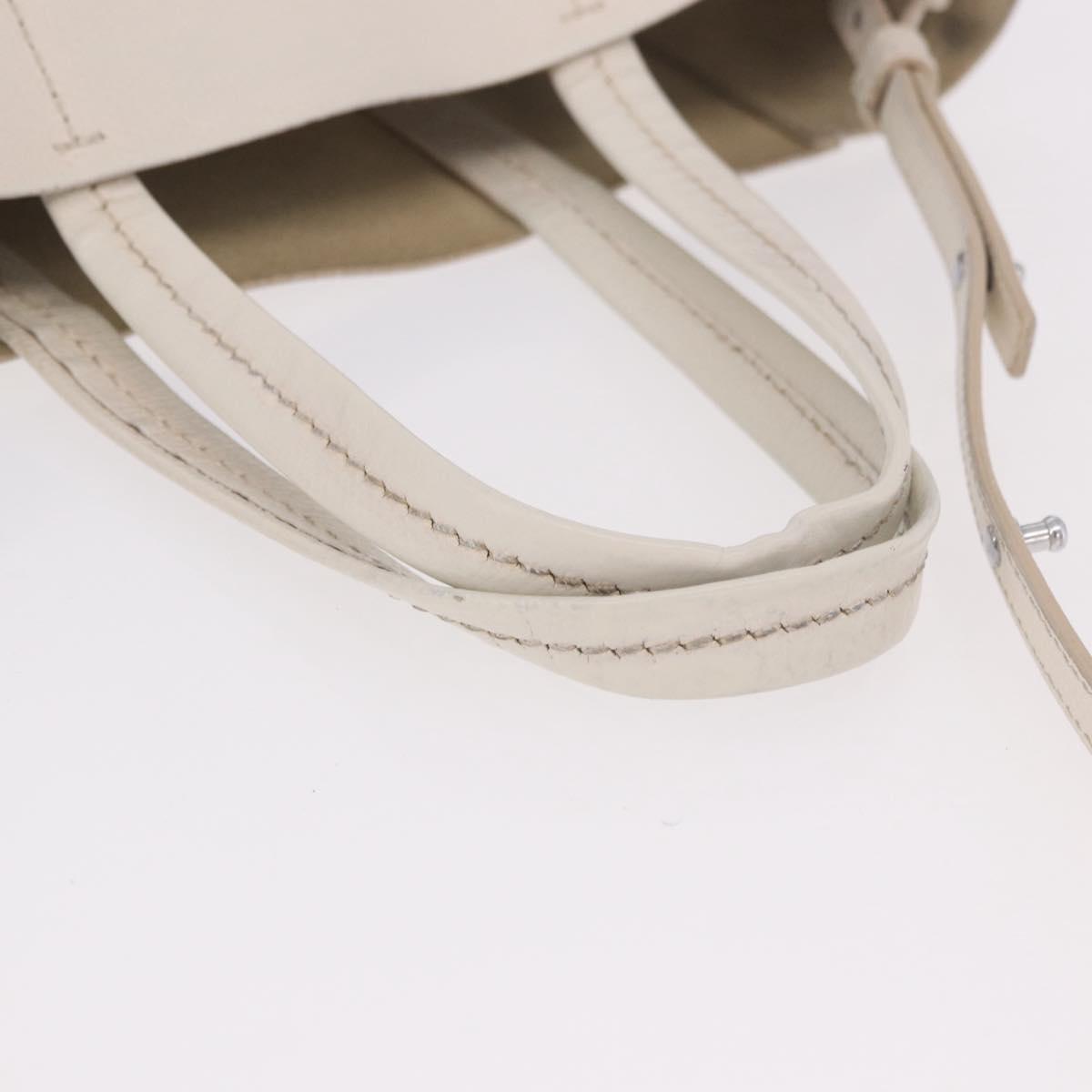 CELINE Vertical Cabas Small Hand Bag Leather 2way White Auth ka5169