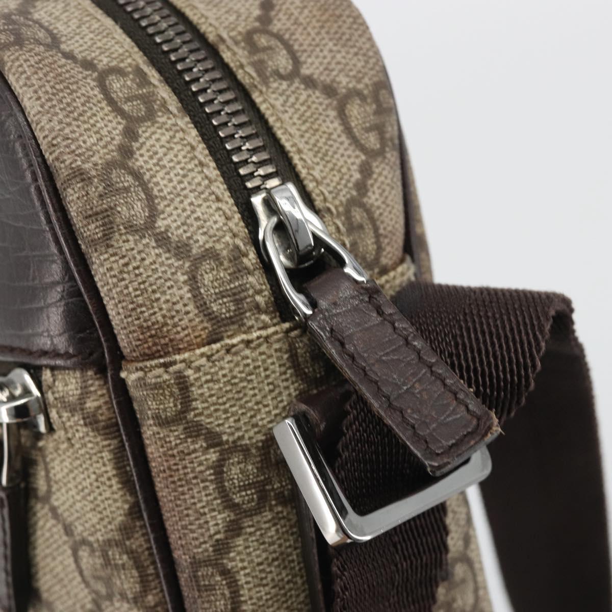 GUCCI GG Supreme Shoulder Bag PVC Leather Beige Silver 114291 Auth ka5174