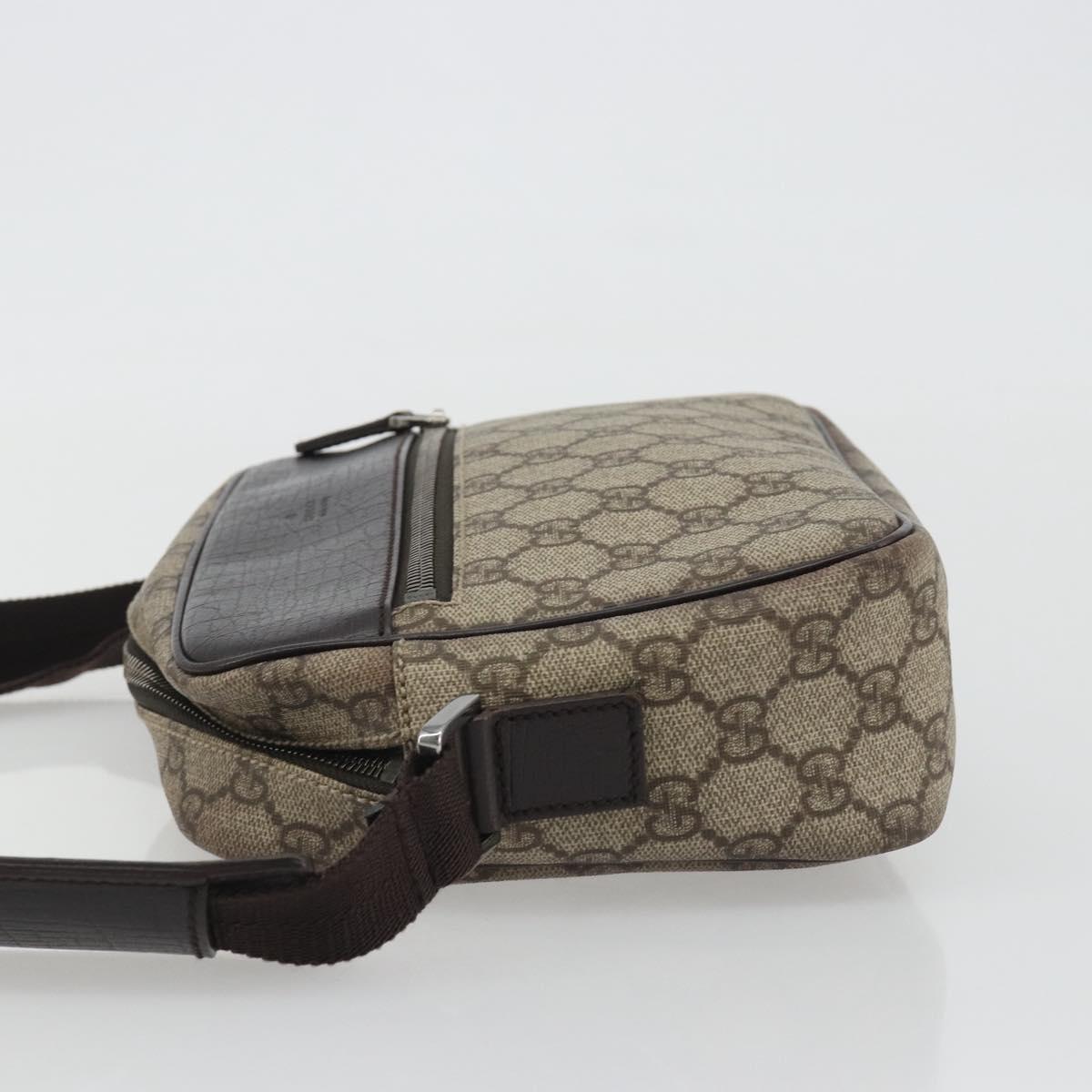 GUCCI GG Supreme Shoulder Bag PVC Leather Beige Silver 114291 Auth ka5174