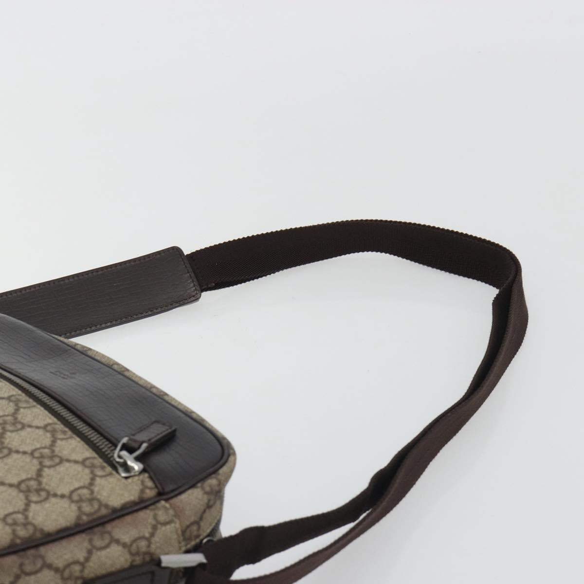 GUCCI GG Supreme Shoulder Bag PVC Leather Beige Silver 114291 Auth ka5174