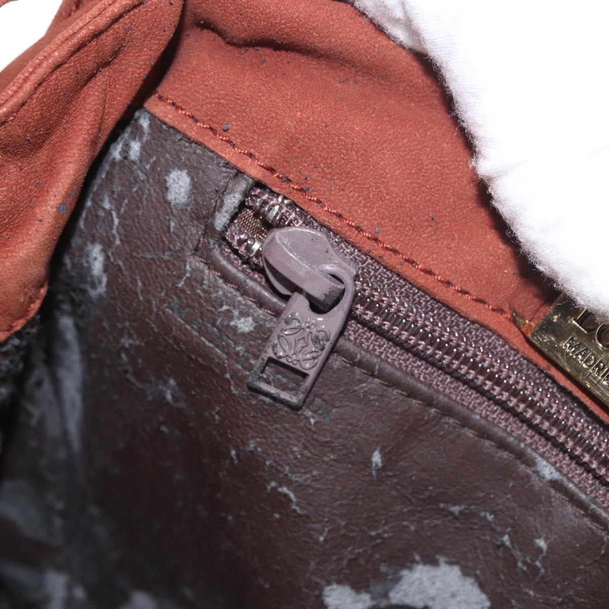 LOEWE Shoulder Bag Suede Brown Gold Auth ka5179