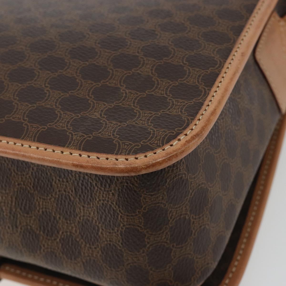 CELINE Macadam Shoulder Bag PVC Leather Brown Gold Auth ka5180A