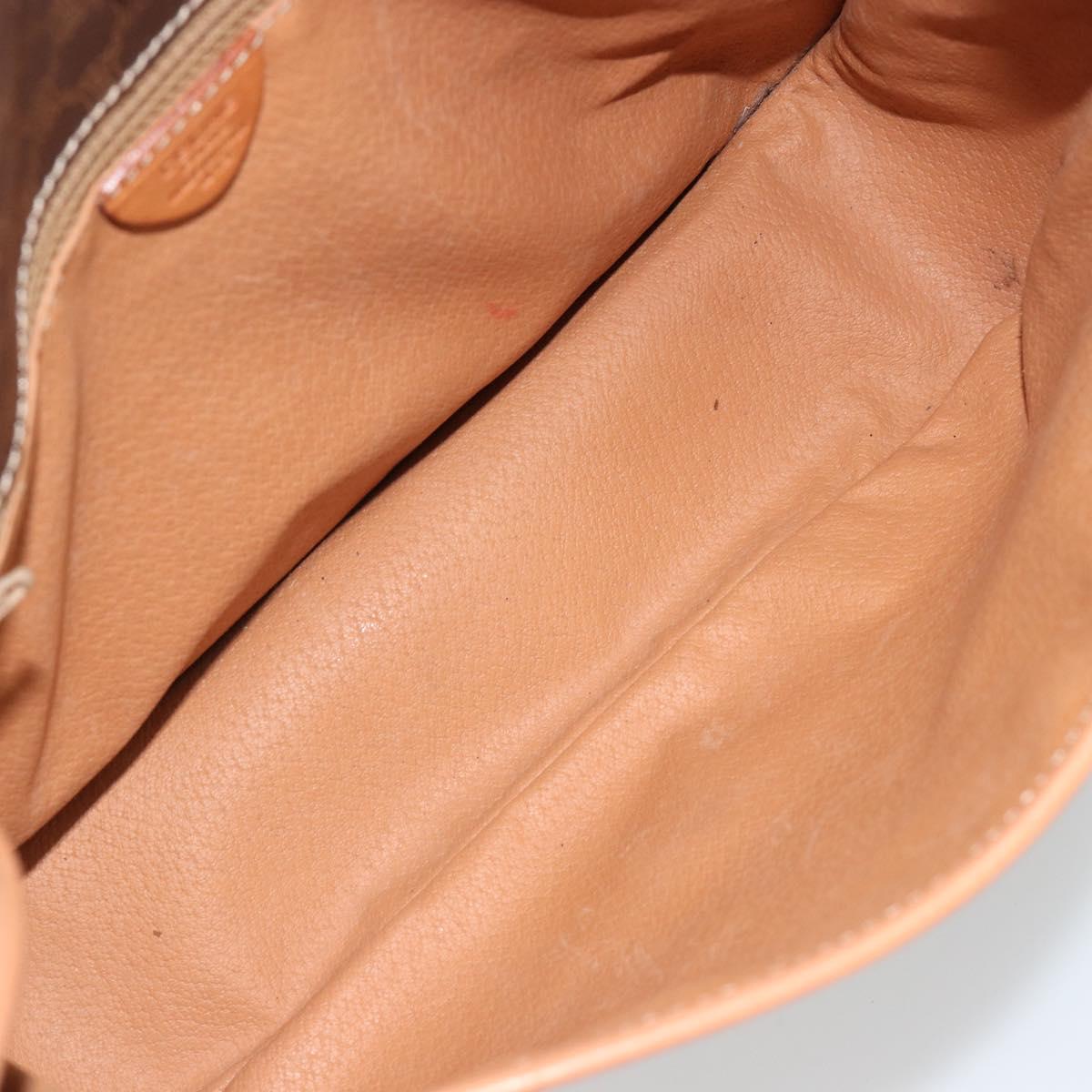 CELINE Macadam Shoulder Bag PVC Leather Brown Gold Auth ka5180A