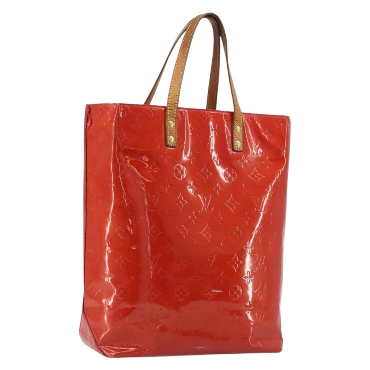 LOUIS VUITTON Monogram Vernis Reade MM Hand Bag Red M91086 LV Auth ka5182