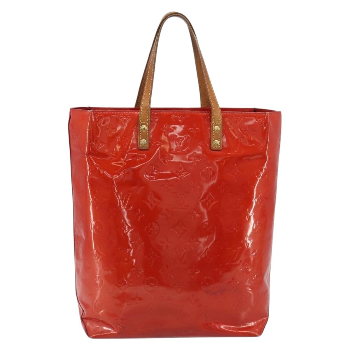 LOUIS VUITTON Monogram Vernis Reade MM Hand Bag Red M91086 LV Auth ka5182