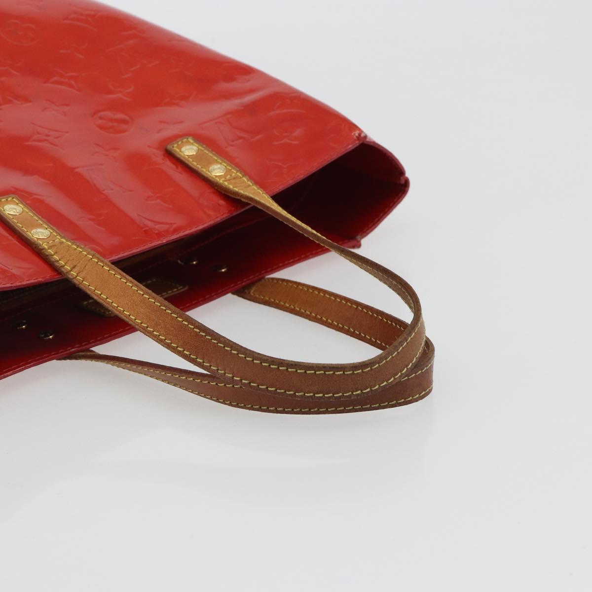 LOUIS VUITTON Monogram Vernis Reade MM Hand Bag Red M91086 LV Auth ka5182