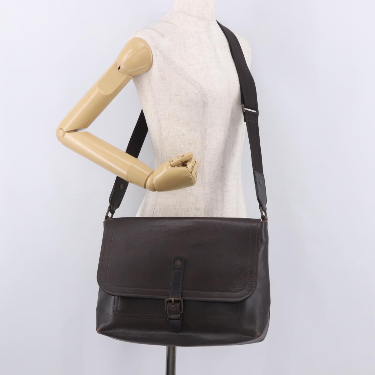LOUIS VUITTON Utah Ohama Shoulder Bag Leather Brown M92994 LV Auth ka5184