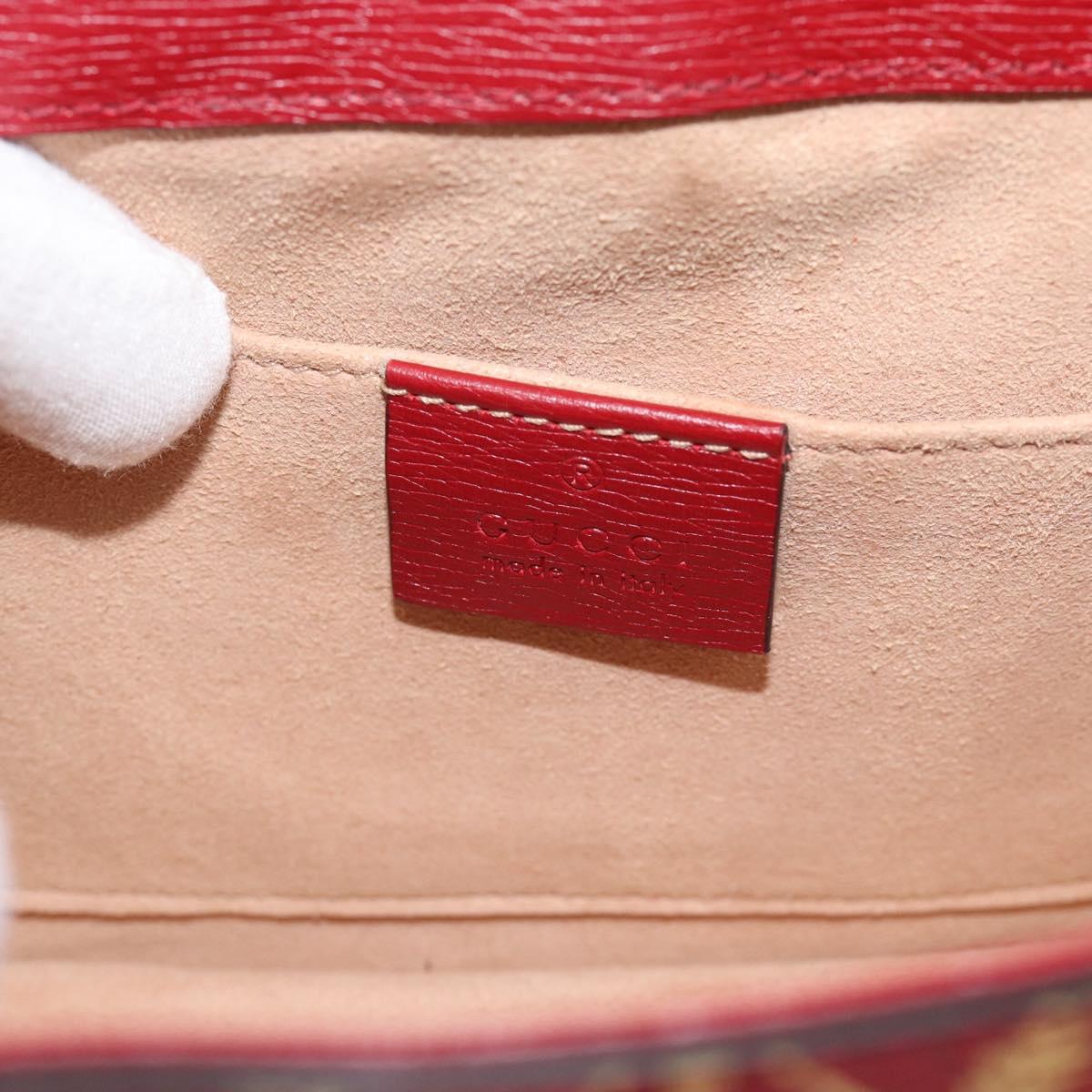 GUCCI Silvi Hand Bag Leather 2way Red Gold 470270 Auth ka5187A