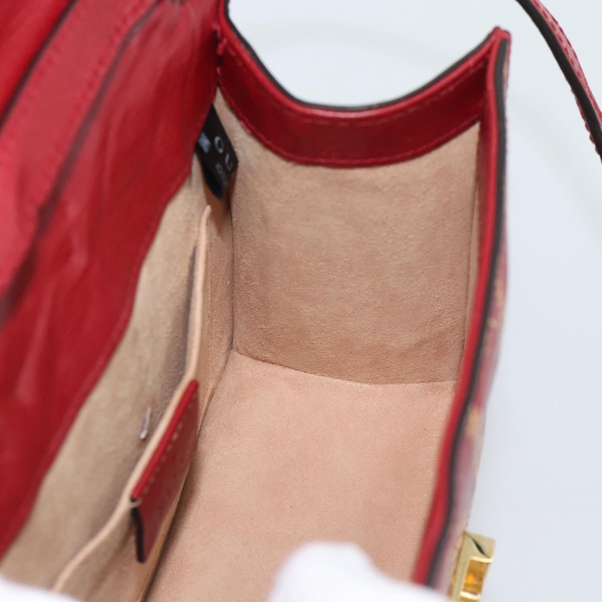 GUCCI Silvi Hand Bag Leather 2way Red Gold 470270 Auth ka5187A