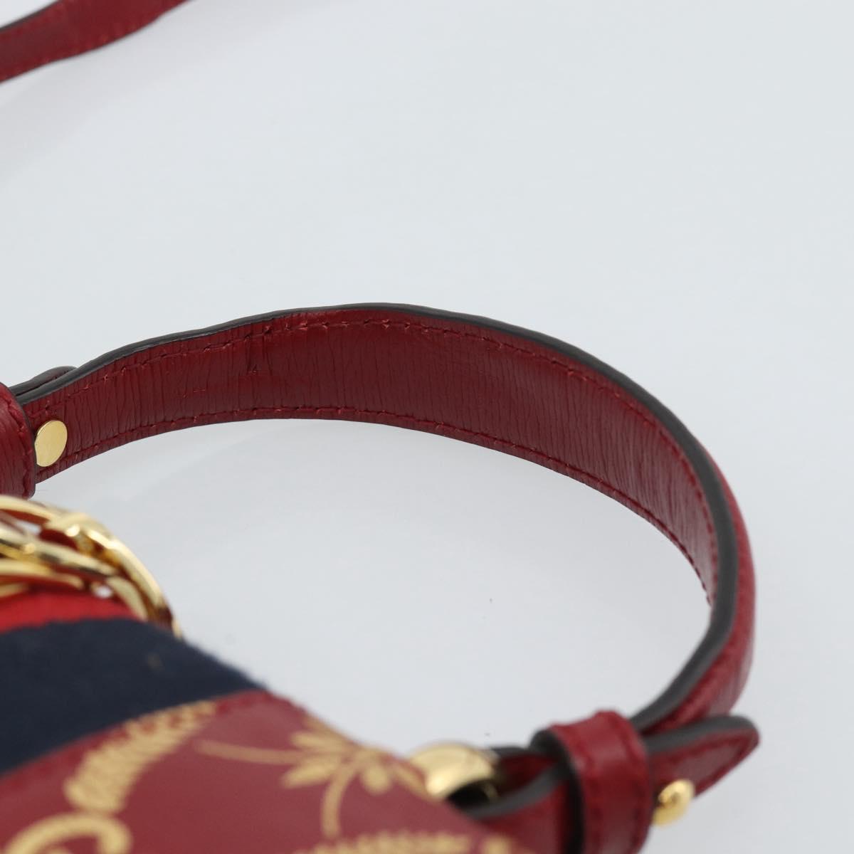 GUCCI Silvi Hand Bag Leather 2way Red Gold 470270 Auth ka5187A