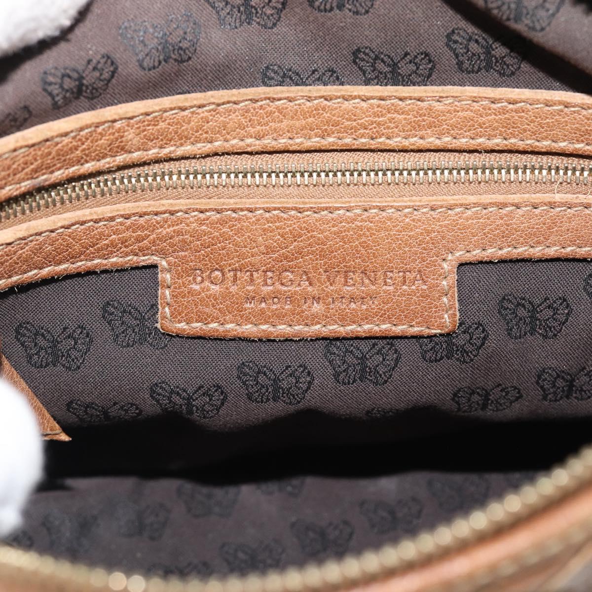 BOTTEGA VENETA INTRECCIATO Shoulder Bag Leather Outlet Brown Gold Auth ka5188A
