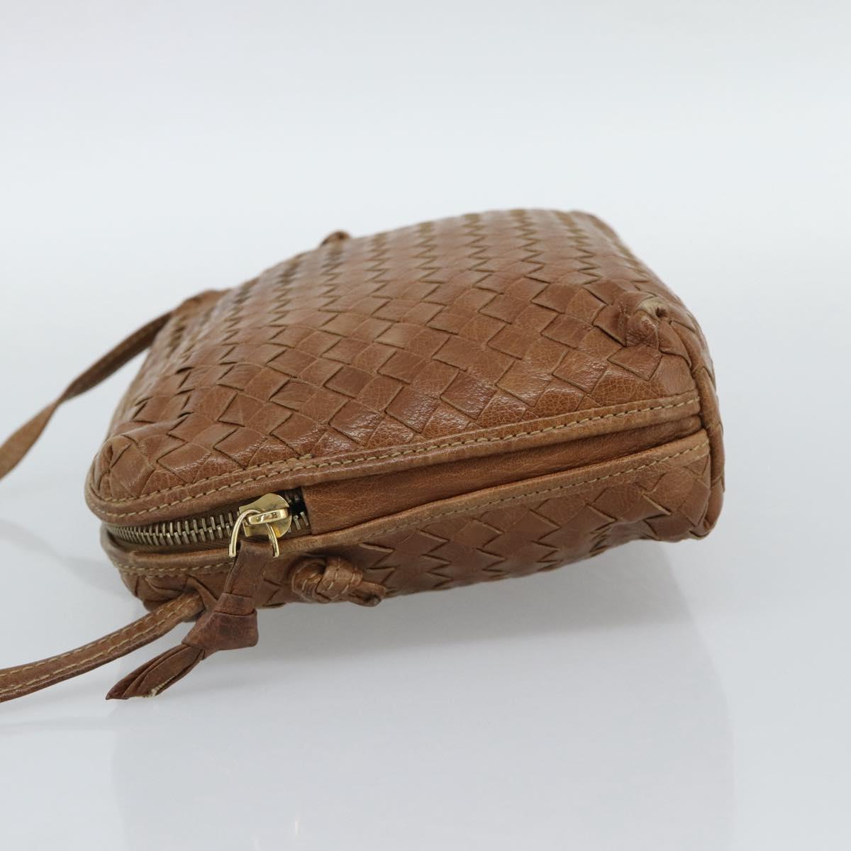 BOTTEGA VENETA INTRECCIATO Shoulder Bag Leather Outlet Brown Gold Auth ka5188A