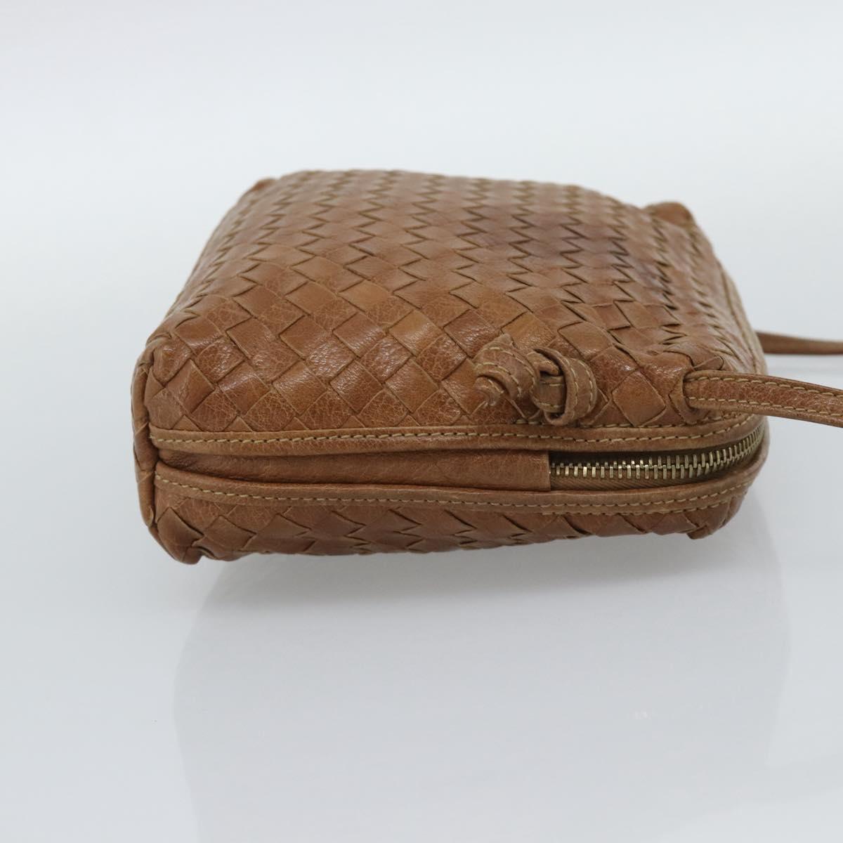 BOTTEGA VENETA INTRECCIATO Shoulder Bag Leather Outlet Brown Gold Auth ka5188A
