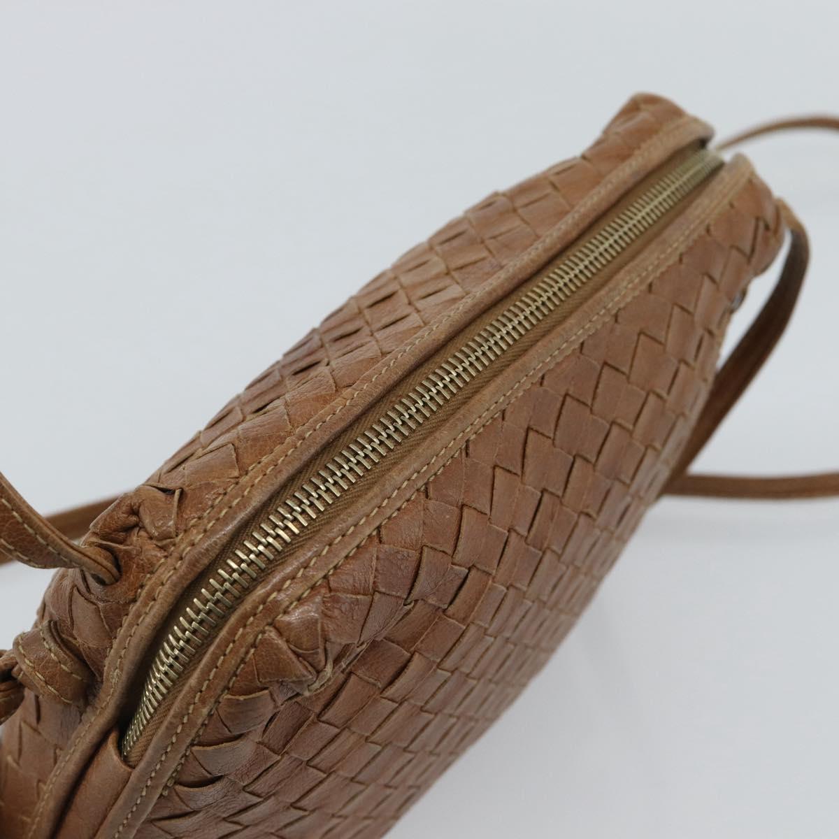 BOTTEGA VENETA INTRECCIATO Shoulder Bag Leather Outlet Brown Gold Auth ka5188A