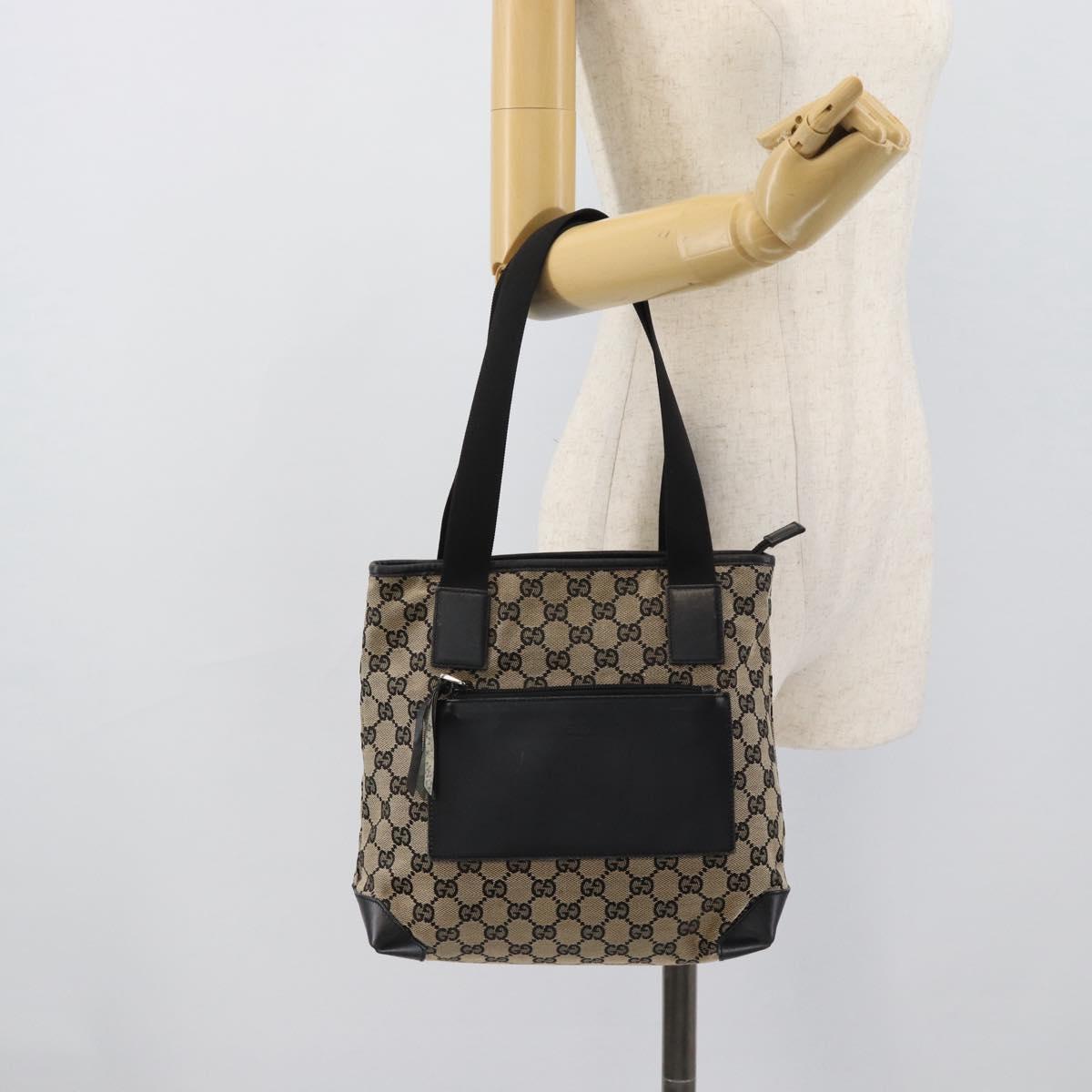 GUCCI GG Canvas Tote Bag Black 019 0402 Auth ka5189
