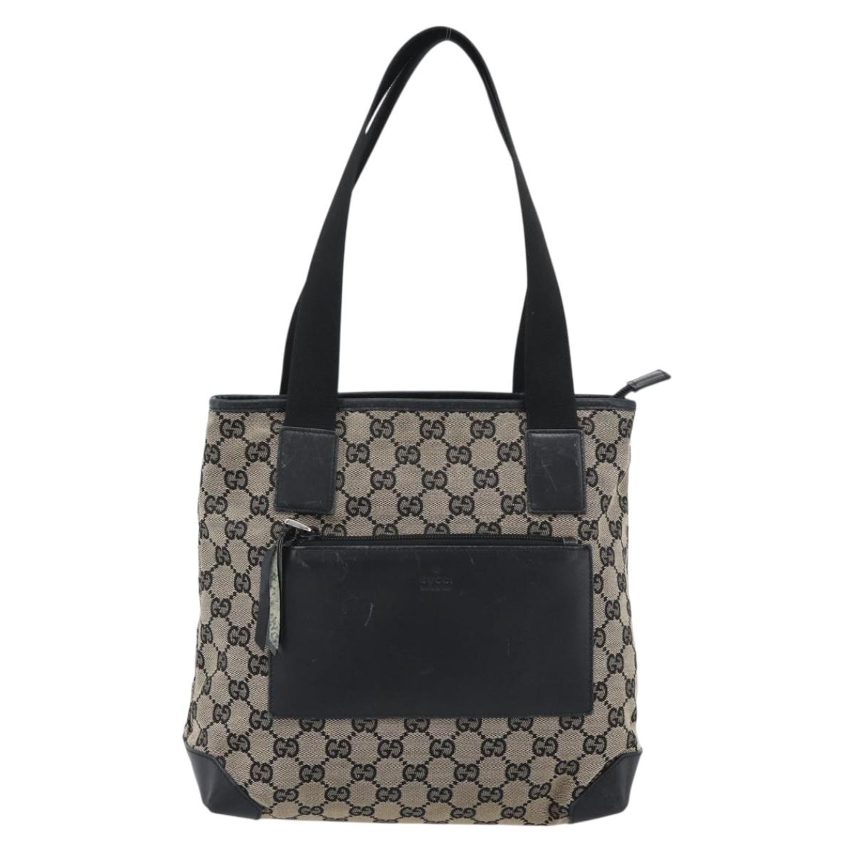 GUCCI GG Canvas Tote Bag Black 019 0402 Auth ka5189