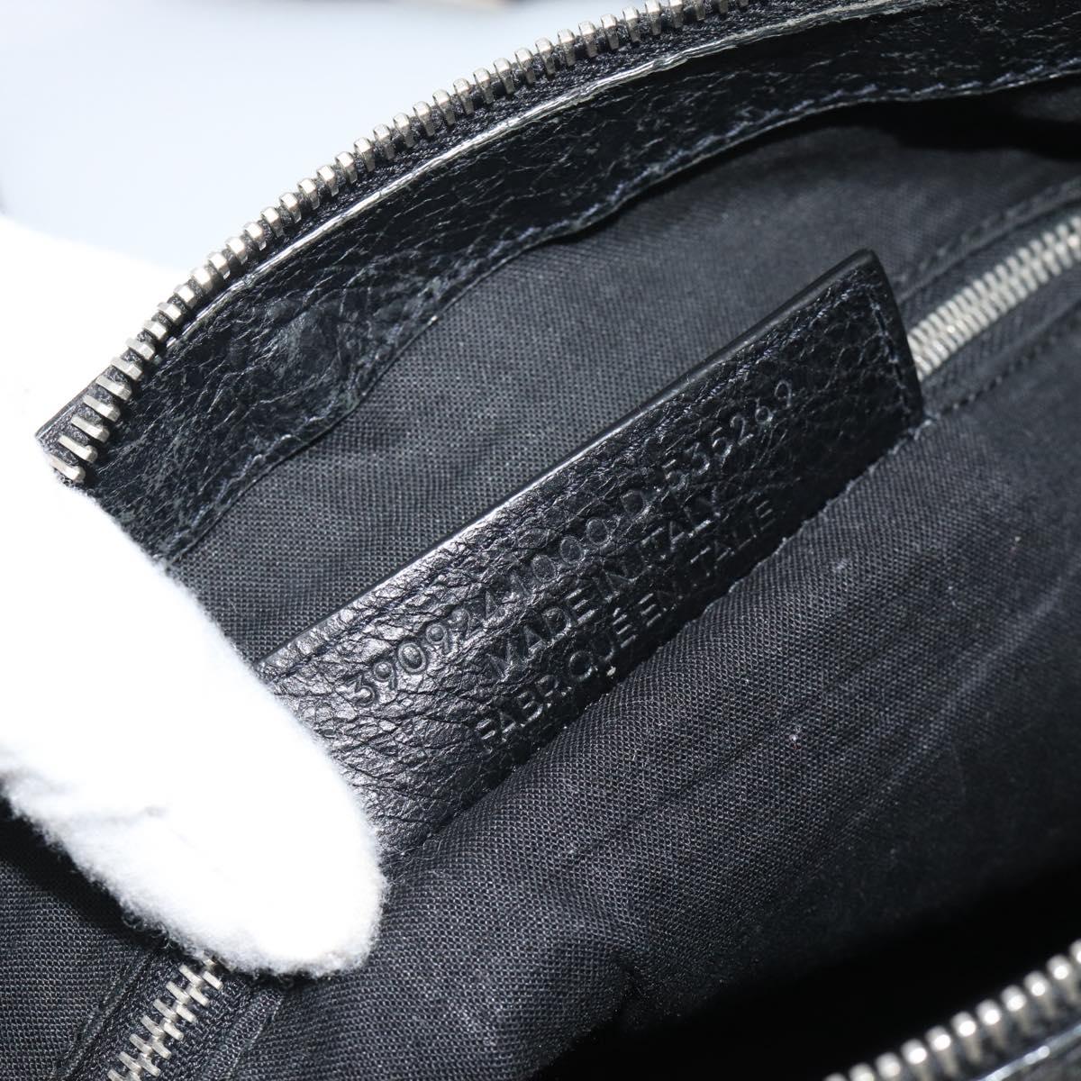 BALENCIAGA Neo Sketch Shoulder Bag Leather Black Silver 390924 Auth ka5190