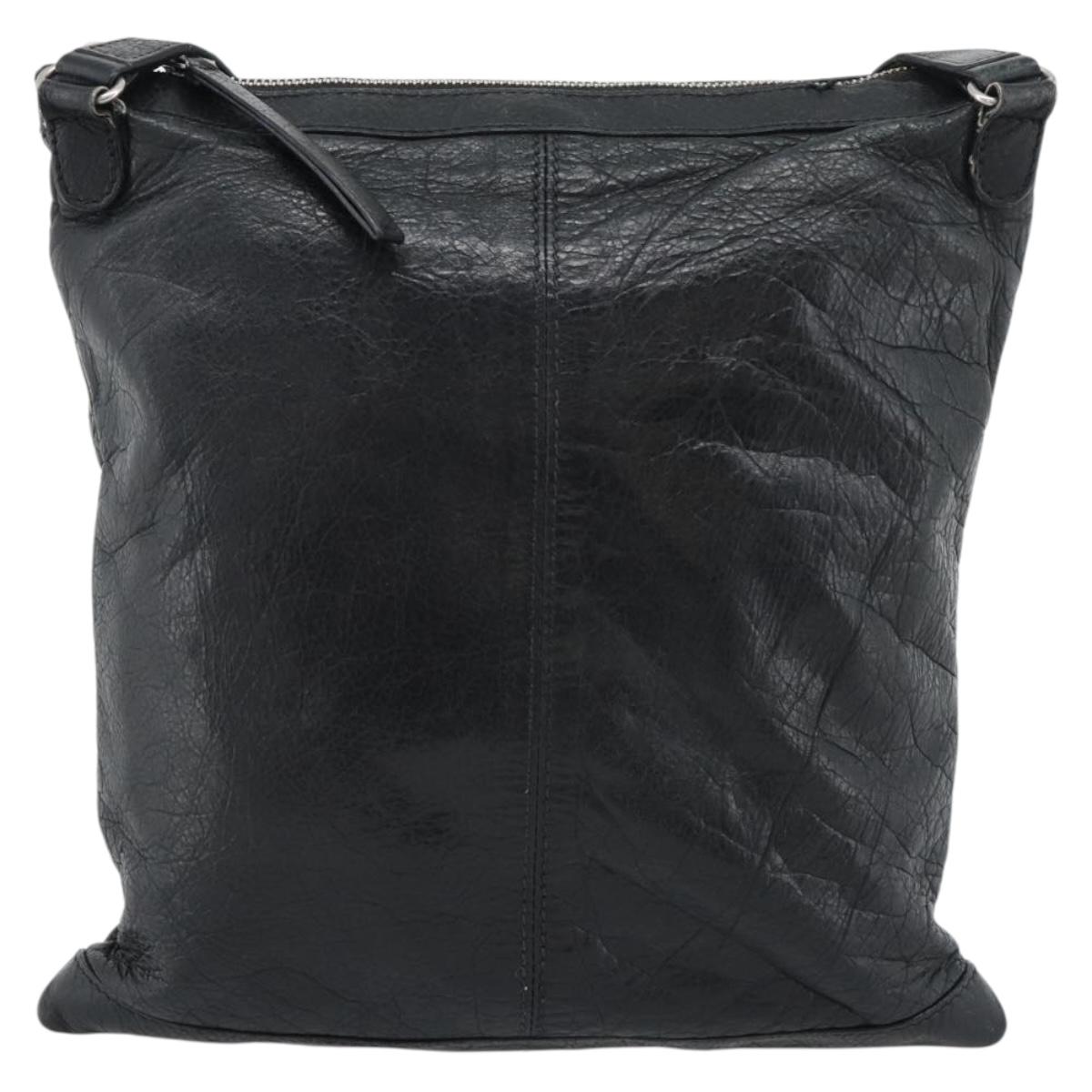 BALENCIAGA Neo Sketch Shoulder Bag Leather Black Silver 390924 Auth ka5190