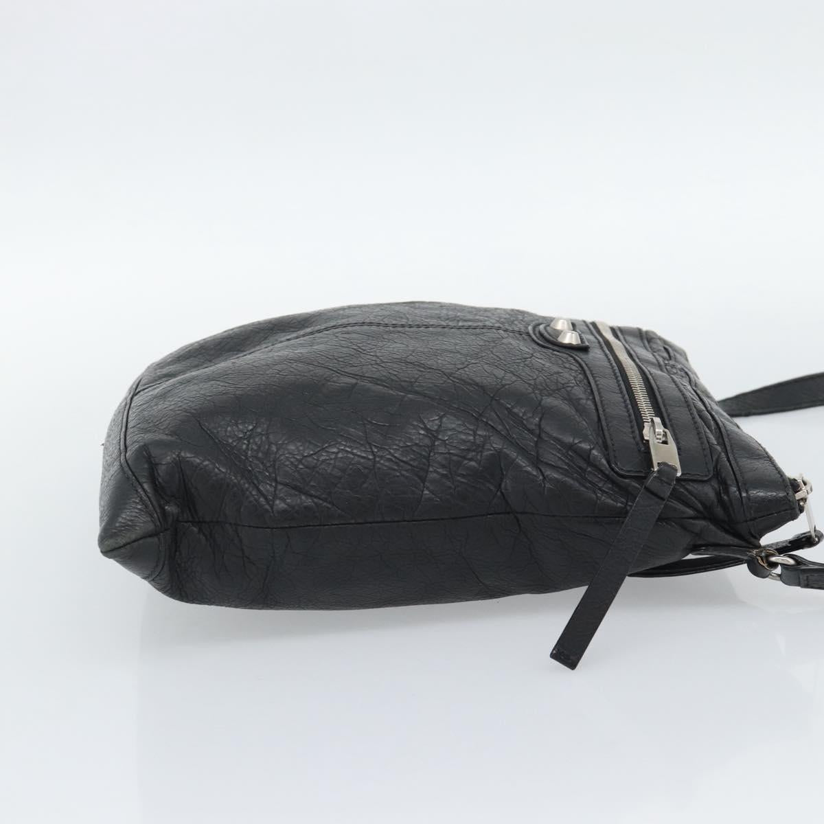 BALENCIAGA Neo Sketch Shoulder Bag Leather Black Silver 390924 Auth ka5190
