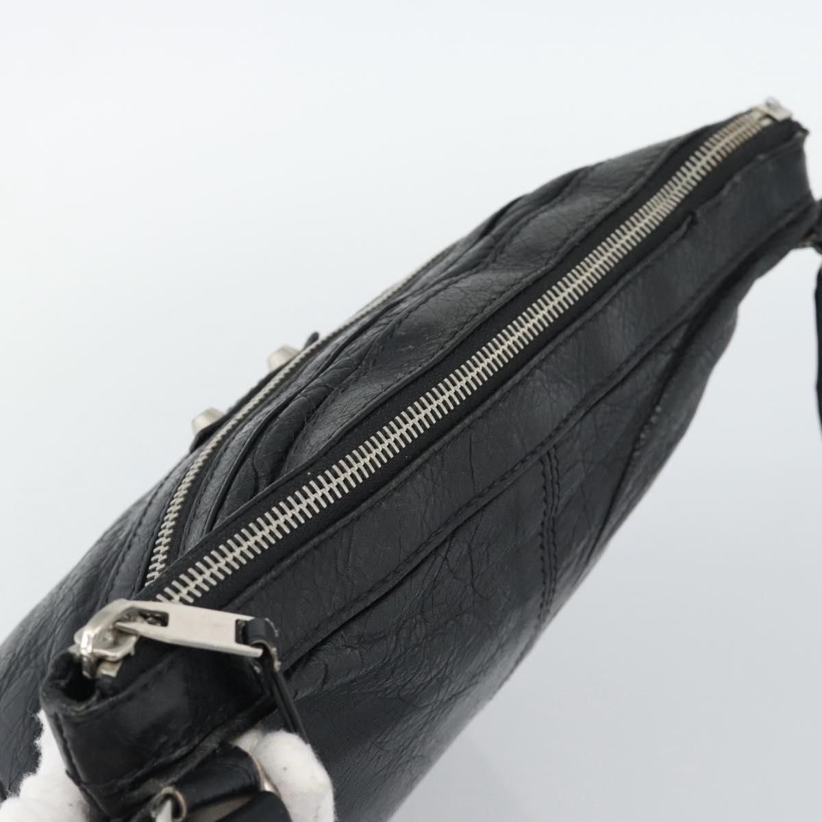 BALENCIAGA Neo Sketch Shoulder Bag Leather Black Silver 390924 Auth ka5190