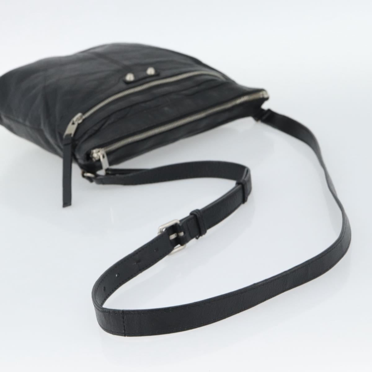 BALENCIAGA Neo Sketch Shoulder Bag Leather Black Silver 390924 Auth ka5190