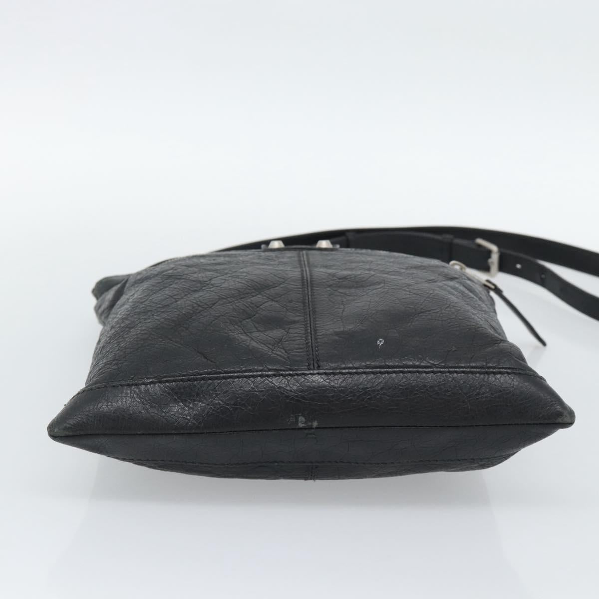 BALENCIAGA Neo Sketch Shoulder Bag Leather Black Silver 390924 Auth ka5190