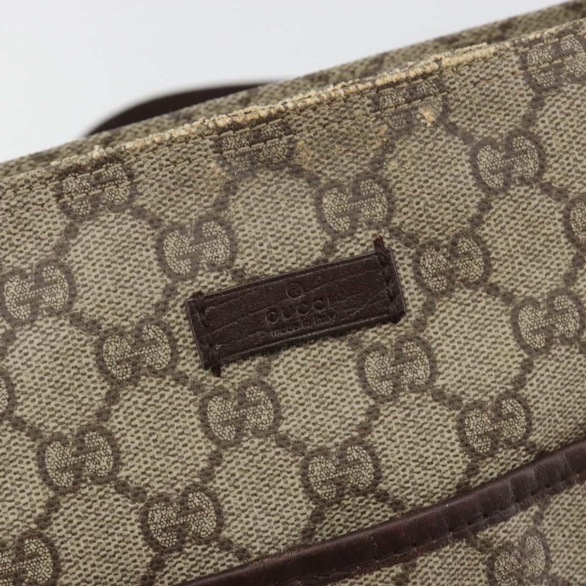 GUCCI GG Supreme Shoulder Bag PVC Leather Beige Silver 141626 Auth ka5191