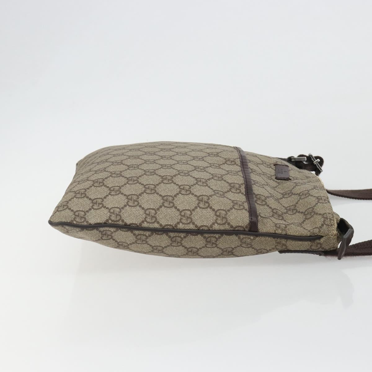 GUCCI GG Supreme Shoulder Bag PVC Leather Beige Silver 141626 Auth ka5191