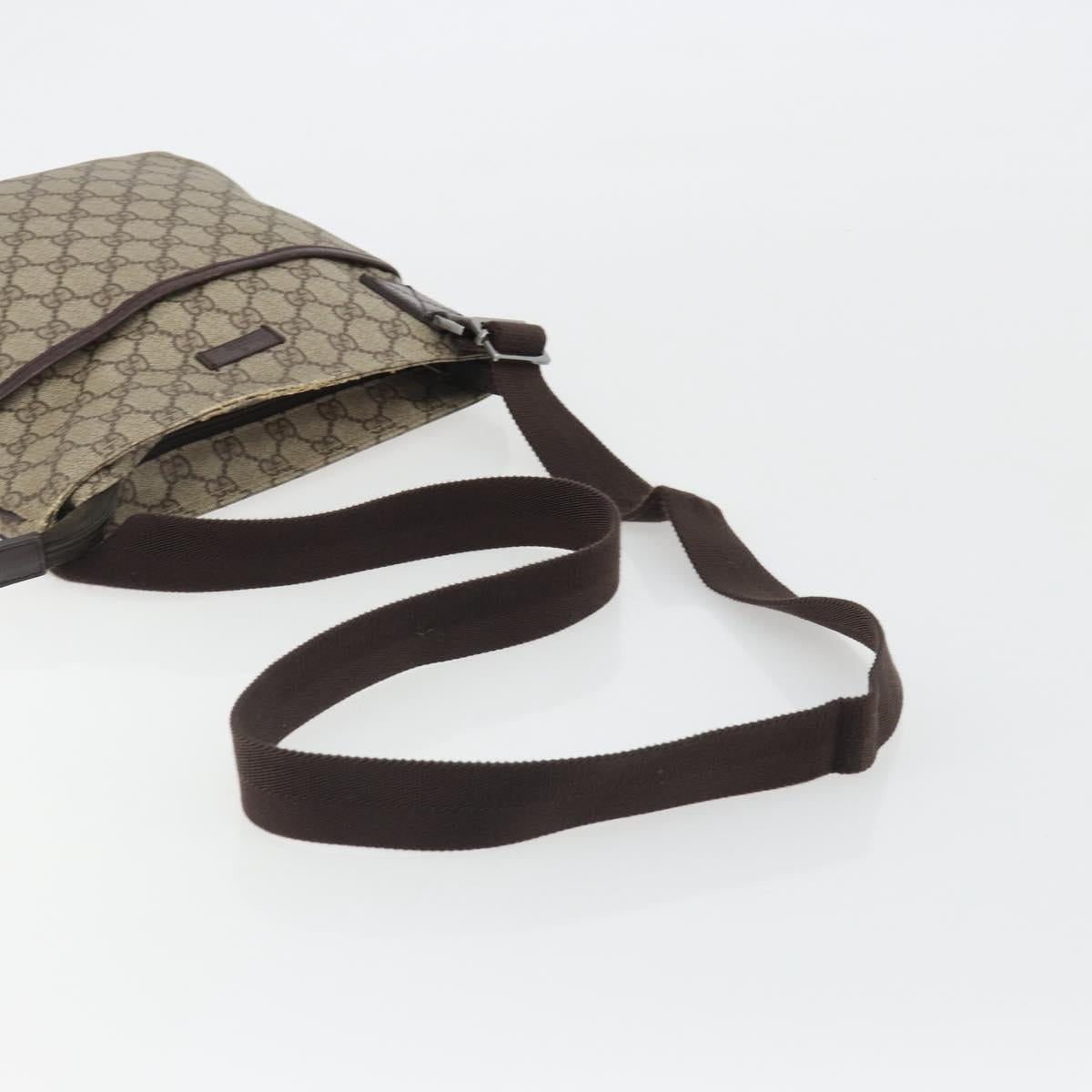GUCCI GG Supreme Shoulder Bag PVC Leather Beige Silver 141626 Auth ka5191