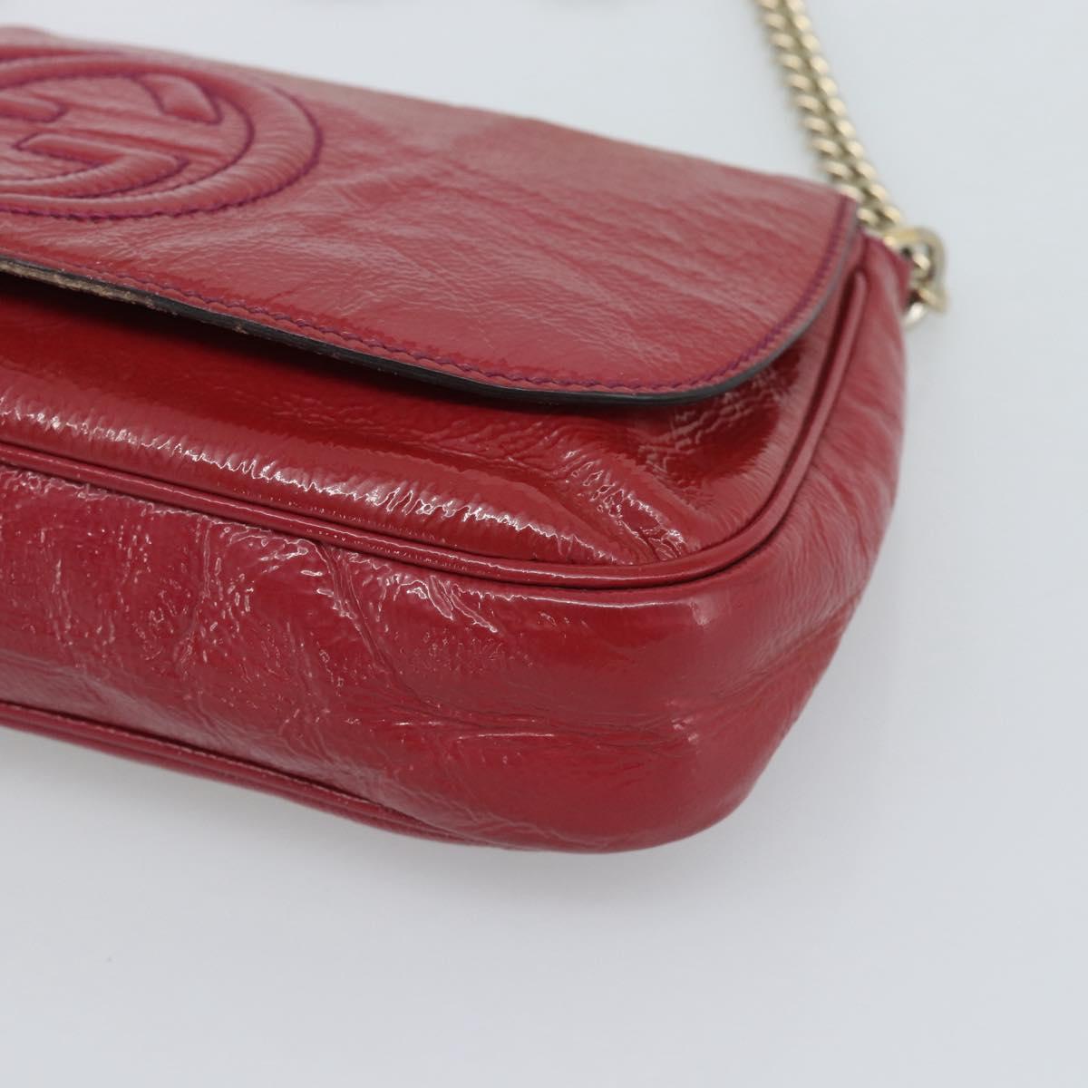 GUCCI Chain Soho Shoulder Bag Patent Pink Gold 336752 Auth ka5192