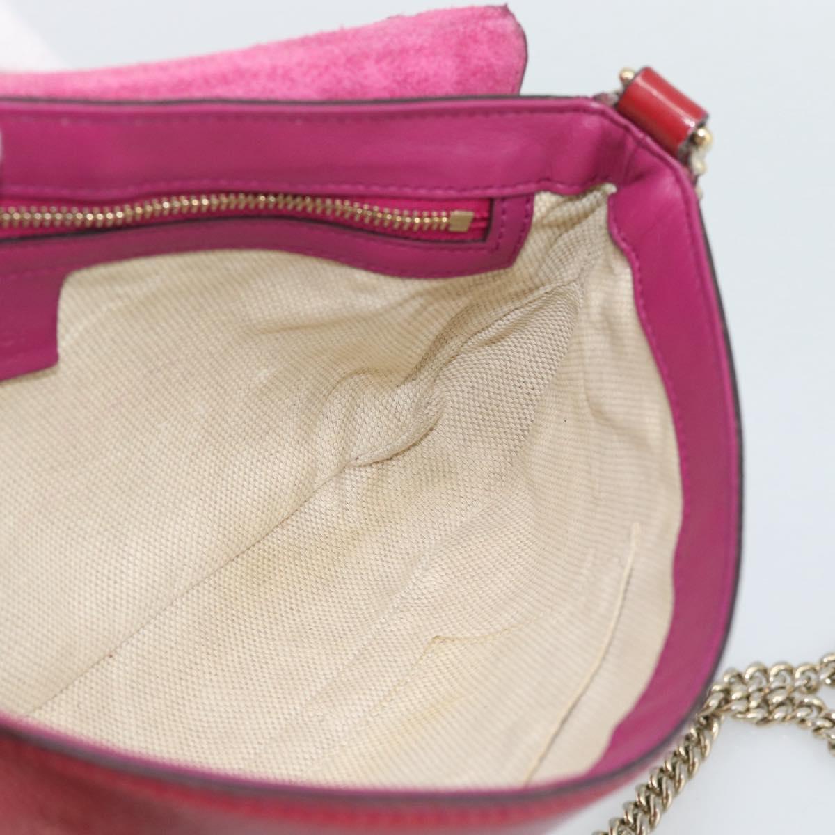 GUCCI Chain Soho Shoulder Bag Patent Pink Gold 336752 Auth ka5192