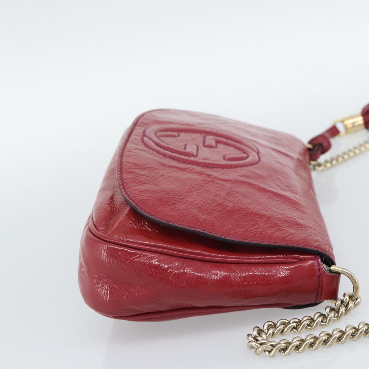 GUCCI Chain Soho Shoulder Bag Patent Pink Gold 336752 Auth ka5192