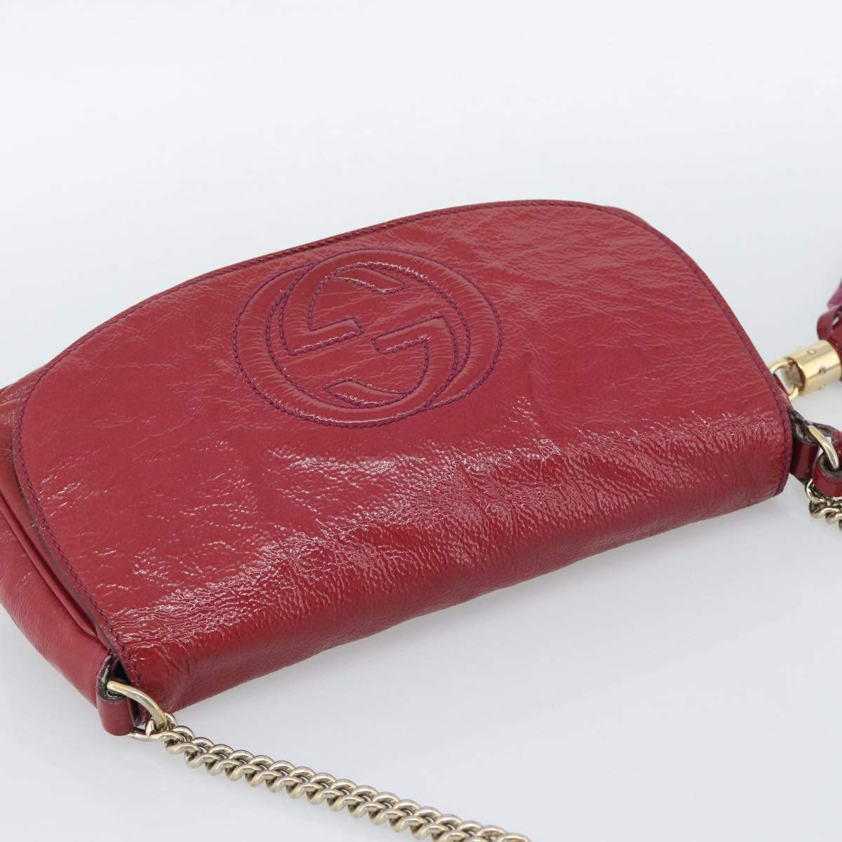 GUCCI Chain Soho Shoulder Bag Patent Pink Gold 336752 Auth ka5192