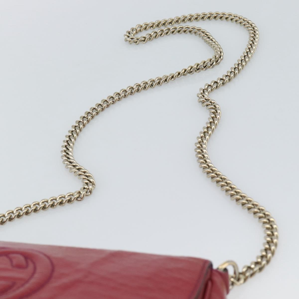 GUCCI Chain Soho Shoulder Bag Patent Pink Gold 336752 Auth ka5192