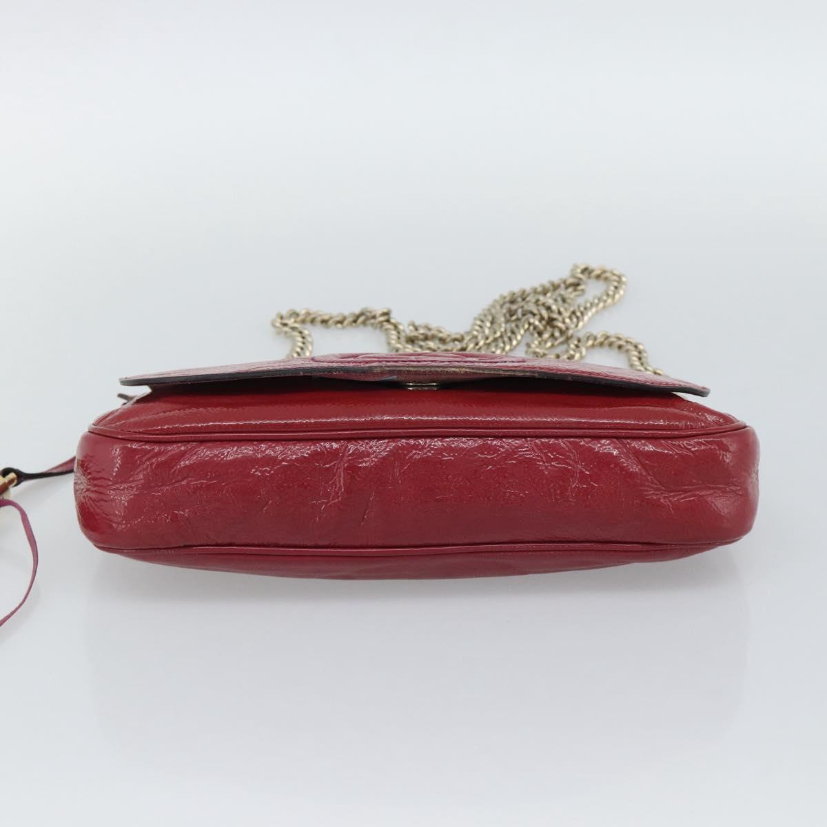 GUCCI Chain Soho Shoulder Bag Patent Pink Gold 336752 Auth ka5192