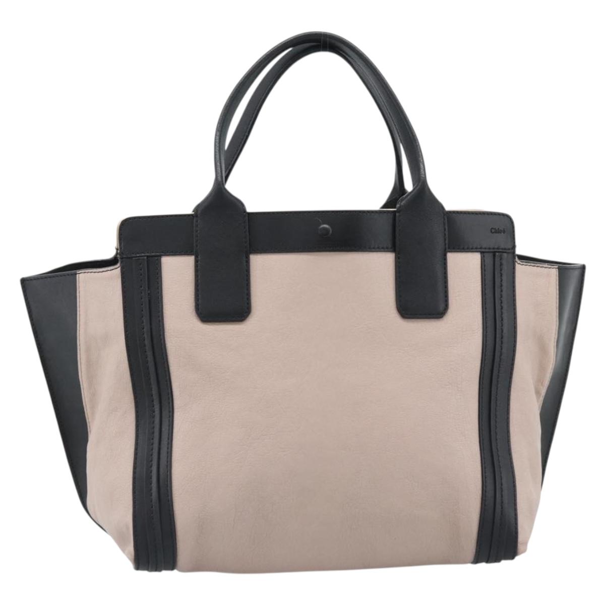 Chloe Alison Hand Bag Leather Pink Black Auth ka5193