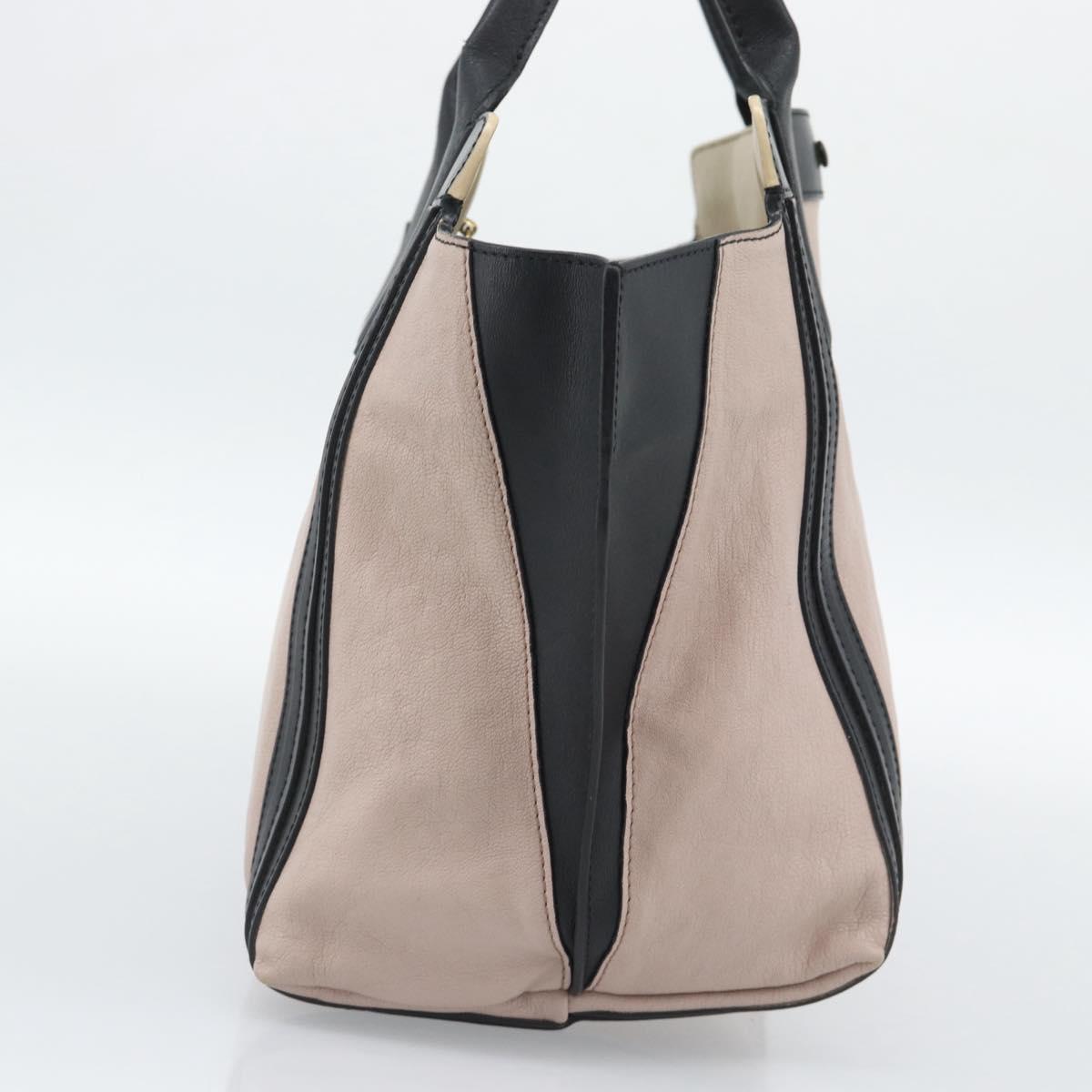 Chloe Alison Hand Bag Leather Pink Black Auth ka5193
