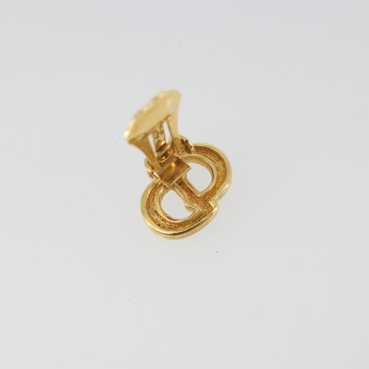 Christian Dior Earring Metal Gold Tone Auth ka5195V