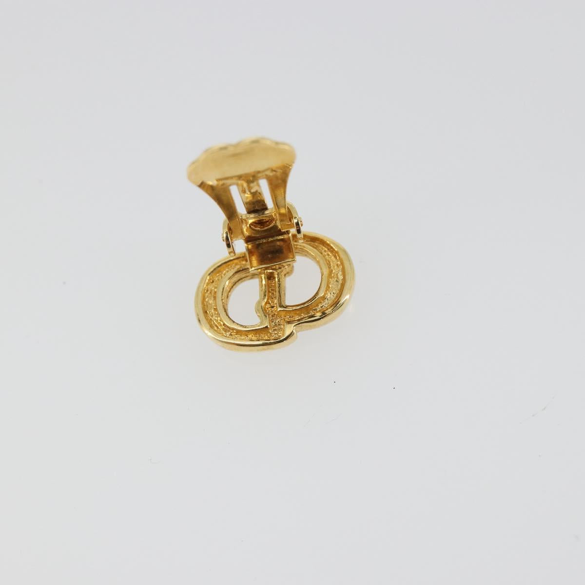 Christian Dior Earring Metal Gold Tone Auth ka5195V