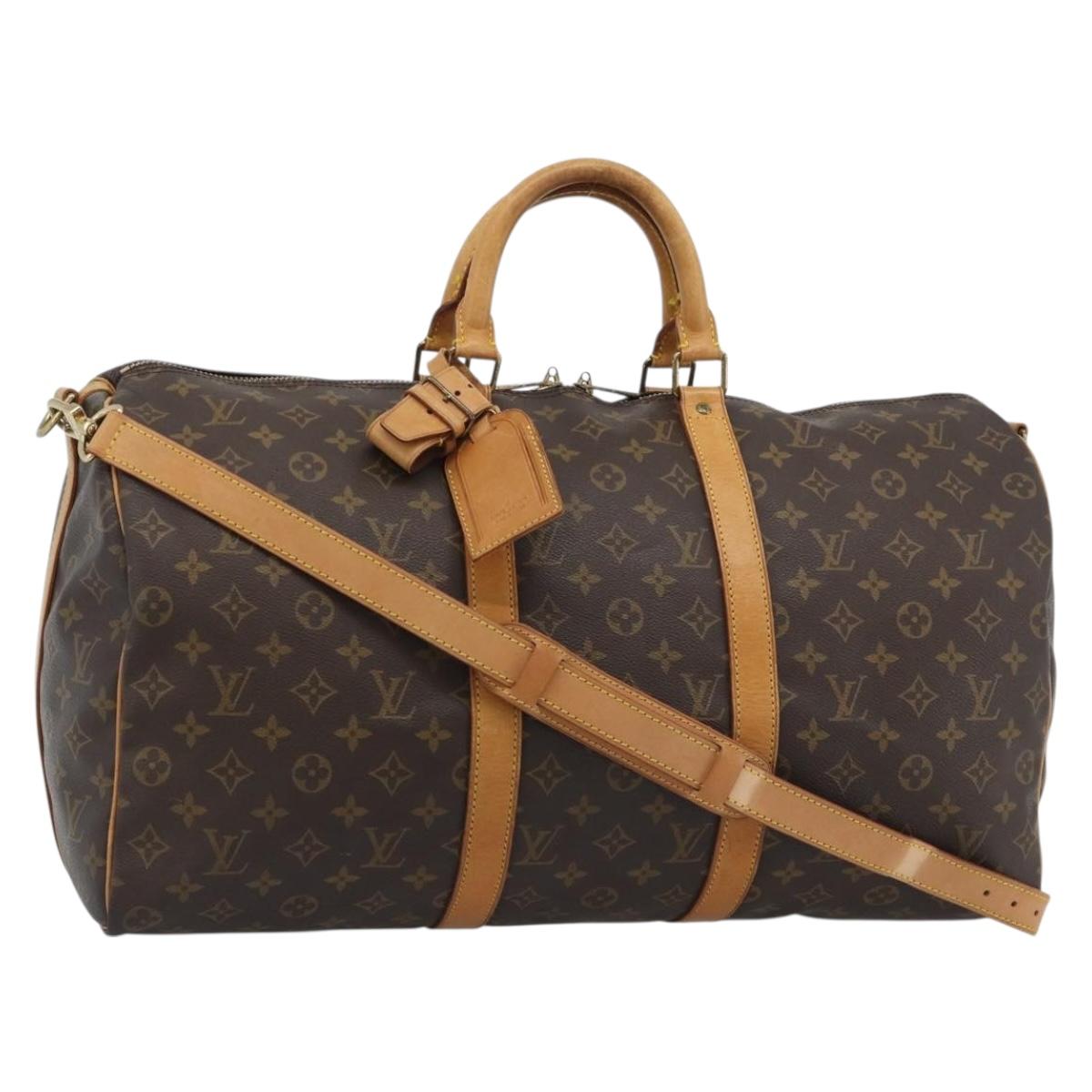 LOUIS VUITTON Monogram Keepall Bandouliere 50 Boston Bag M41416 LV Auth ka5198A