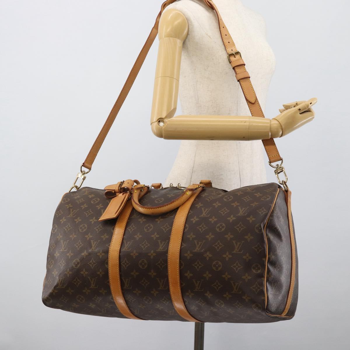 LOUIS VUITTON Monogram Keepall Bandouliere 50 Boston Bag M41416 LV Auth ka5198A